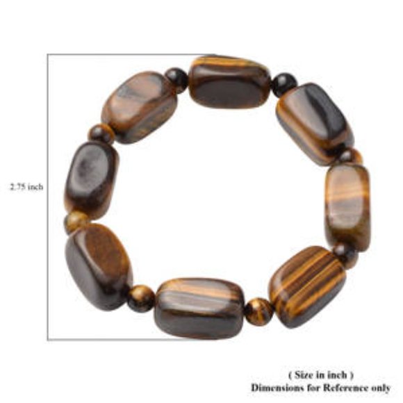 South African Yellow Tiger's Eye Beaded Stretch Bracelet 208.50 ctw - Picture 3 of 3